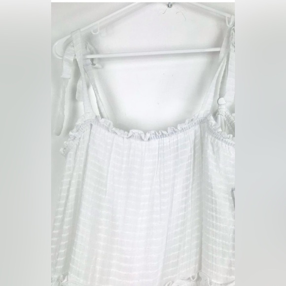 As U Wish Tiered Tunic Ruffle Lined Babydoll Tank Dress White Adjustable Straps - Picture 4 of 7